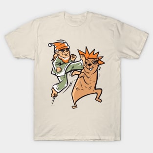 Lawn Gnome And Gopher Karate Fight T-Shirt